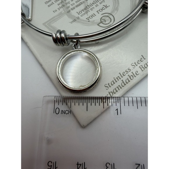 Love This Life Family Expandable Bangle Bracelet Stainless Steel Silver Green - Picture 6 of 11